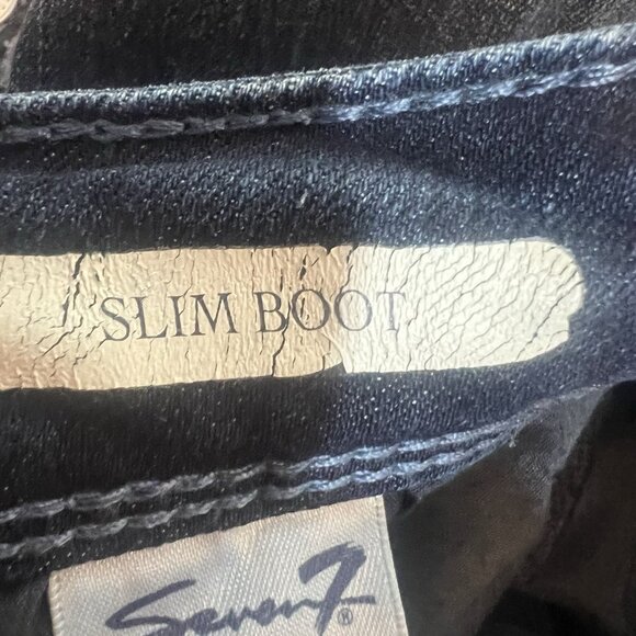 Seven7 Women’s Jeans Size 12 Blue Stretch Denim Mid Rise Slim Bootcut Zipper - Picture 3 of 16